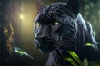 Black Panther in a jungle Illustration, generative AI