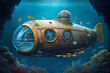 Illustration of a fantasy submarine. Generative AI.