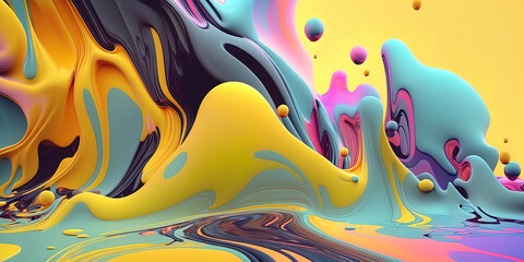 Wall Mural - colorful abstact background with a wave of liquid paint