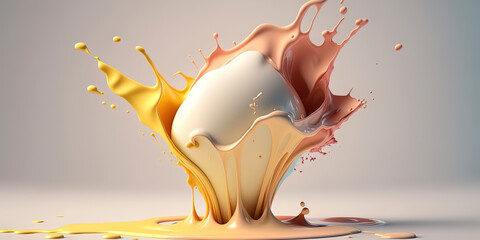 Wall Mural - Creamy liquid splash with pastel colors. AI-Generated