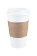 © uv_group - Takeaway paper coffee cup with brown sleeve isolated on white.  Full Depth of field. Focus stacking. PNG