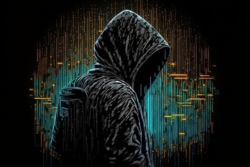 Hacker in a black hoodie, dark web, hacker, cybersecurity, AI, generative