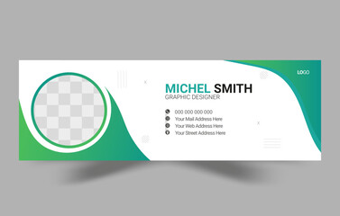 Professional Modern and minimalist Vector Illustration Of Corporate Email signature template design. Geometric business and corporate email signature with an author photo place.