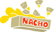 flat color illustration cartoon nacho box