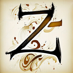 Wall Mural - The beauty of the letter Z in Asian style calligraphy