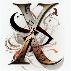 Wall Mural - The beauty of the letter X in Asian style calligraphy