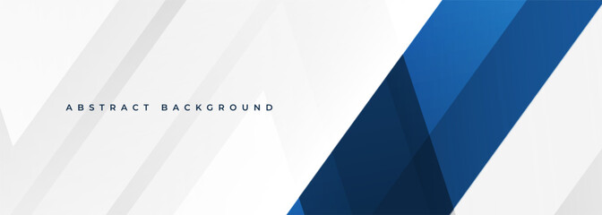 Aufkleber - White modern abstract wide banner with blue line and geometric shapes. White and blue abstract background. Vector illustration