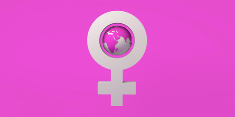 Wall Mural - Banner with female symbol and planet earth. International Day for the Elimination of Violence against Women. November 25. Feminism. 3d illustration. Women's Day, March 8.