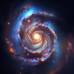 Wall Mural - Universe - spiral galaxy with stars in space. Abstract cosmos background. Generative AI 