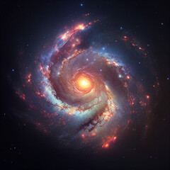 Wall Mural - Universe - spiral galaxy with stars in space. Abstract cosmos background. Generative AI 