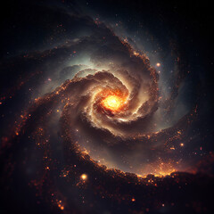 Wall Mural - Universe - spiral galaxy with stars in space. Abstract cosmos background. Generative AI 