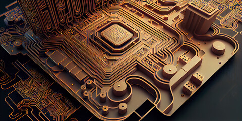 Abstract computer chip background concept. Generative AI.