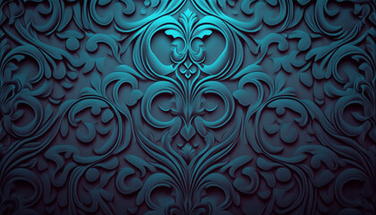 Wall Mural - Teal brocade background