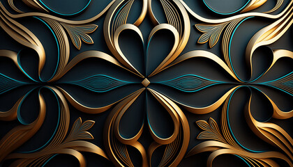 Wall Mural - Blue and gold geometric background