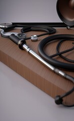 stethoscope on a table made using Generative AI Technology.