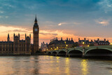 Fototapeta Krajobraz - Big Ben, Parliament, Westminster bridge in London