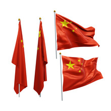 3d Rendering China Flag Fluttering And No Fluttering