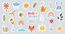 Cute Hand-drawn Spring Stickers With Animals And Floral Decor
