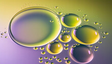 Green And Purple Bubbles Background With Copy Space, Generative Ai Illustration 