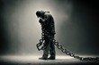 Breaking the silence. a person breaking a chain, concept of Freedom and Empowerment, created with Generative AI technology