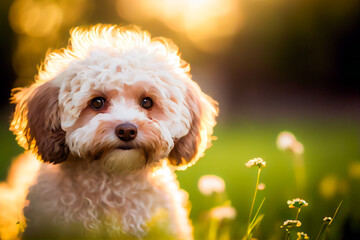 Wall Mural - Portrait Of Maltipoo.  Generative AI.