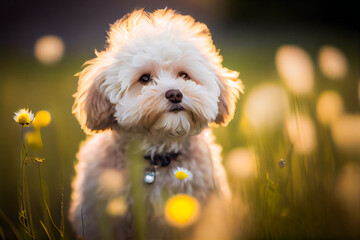 Wall Mural - Portrait Of Maltipoo.  Generative AI.