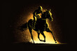 horse racing with golden silhouette, ai