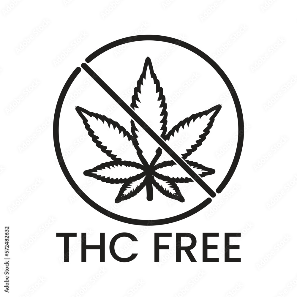 THC Free Stamp Icon Black and White, thc free emblem, seal, tag, label for cbd hemp oil label design template elements