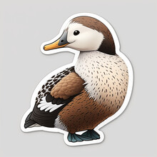 Cute Duck Animal Sticker, Printable Illustration, High Quality, Generative AI