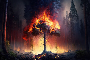 fire in the forest Generative AI