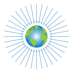 gravitational field of earth diagram. vector illustration isolated on white background.