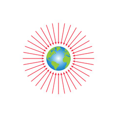 gravitational field of earth diagram. vector illustration isolated on white background.