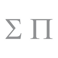 Sigma and pi symbol. Summation and product notation. Greek alphabet