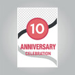 10 years anniversary vector invitation card Template of invitational for print on gray background