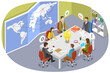 © TarikVision - 3D Isometric Flat  Conceptual Illustration of Board Meeting