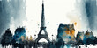 Eiffelturm Paris Wasserfarben Stil - mit KI erstellt 