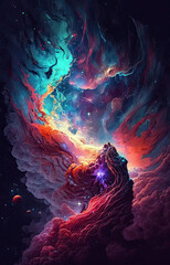 Wall Mural - cosmic sky with stars, constellations, galaxies and nebulae. generative ai