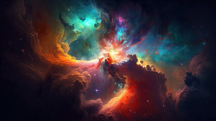 Wall Mural - outer space with stars, constellations, galaxies and nebulae. generative ai