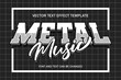 metal music rock monochrome font typography editable text effect style lettering background template design