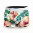 Detailed illustration of a colorful flamboyant pair of boxer briefs with Hawaiian shirt floral patterns, generative ai
