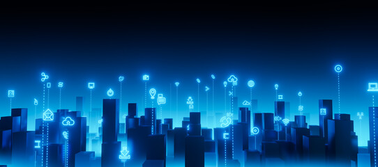 City technology big data background.
