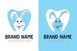 Easter bunny rabbit teeth dental illustration logo design