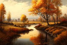 Landscape In Autumn Generative AI
