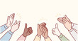 © autumnn - Human hands clapping. People crowd applaud to congratulate success job. Hand thumbs up. Hand drawn style vector design illustrations.