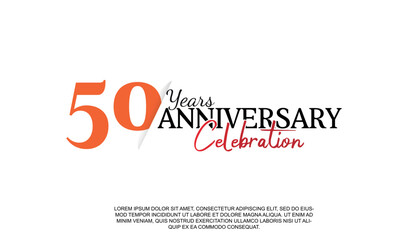 Poster - Vector 50 years anniversary logotype number with red and black color for celebration event isolated.