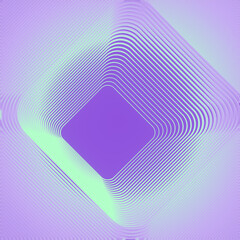 Wall Mural - Pattern of neon colored lines on a violet background representing a three-dimensional shape. 3d rendering illustration