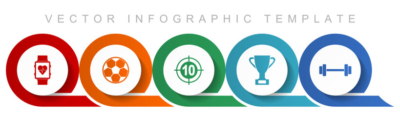 Aufkleber - Sport icon set, miscellaneous icons such as smartwatch, football, darts, cup and fitness for webdesign and mobile applications, flat design infographic vector template in eps 10