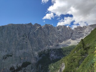 landscape on mountain with peaks