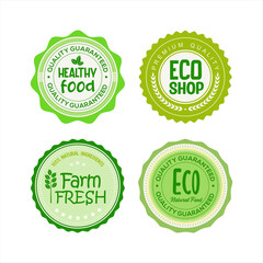 Canvas Print - Collection of Ecology farm bio food vector green premium badges 