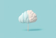 Minimalist 2D Illustration Of A Light Blue And Fluffy Cotton Candy Cloud | Soft Pop | Generative AI